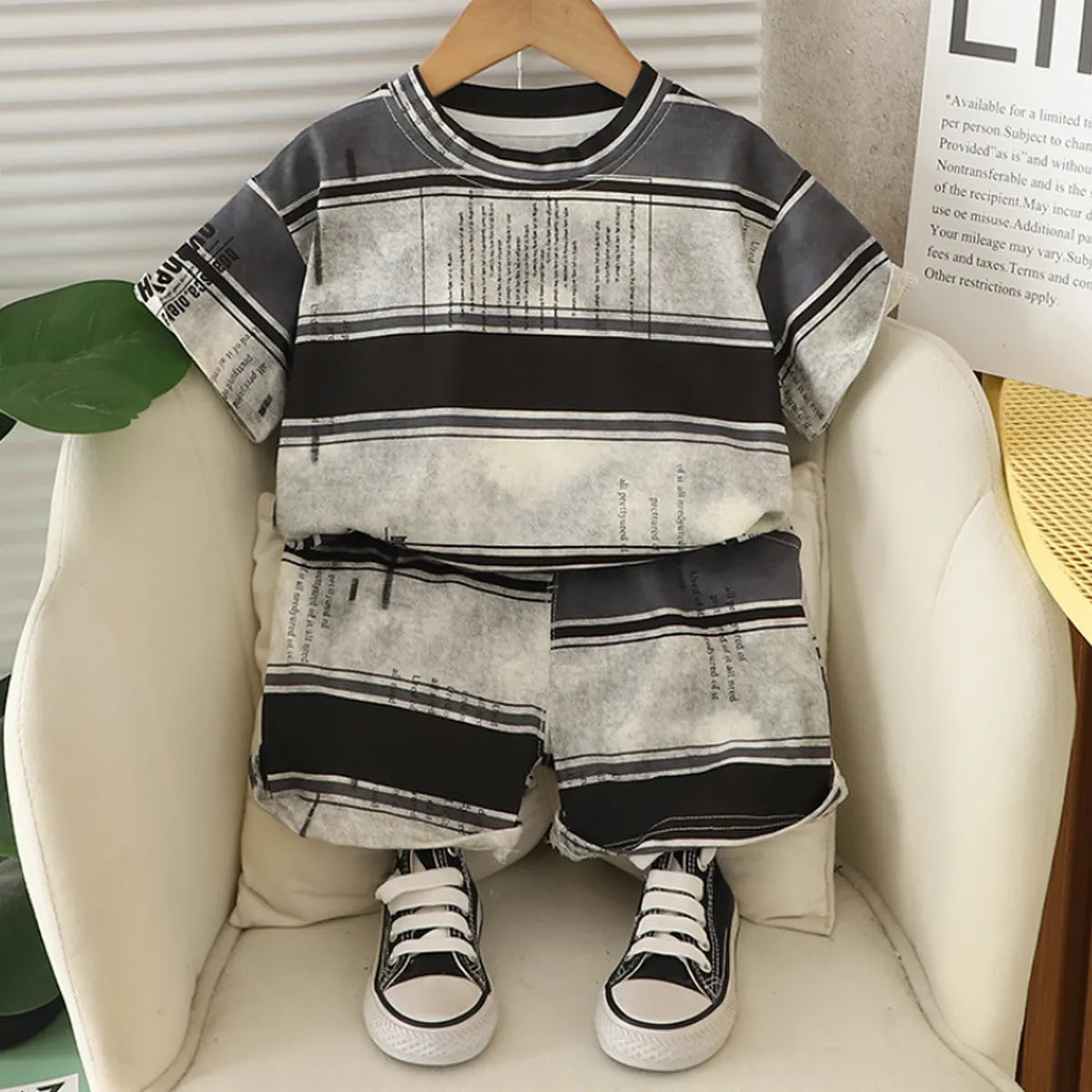 Boys' Grunge Stripe Set β Monochrome 2 Piece